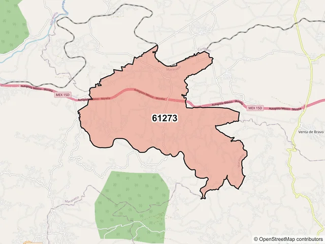 Mapa del código postal 61273, Maravatío, Michoacán de Ocampo