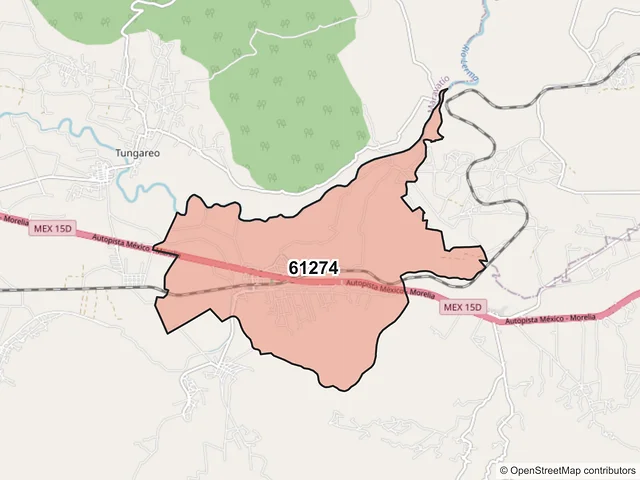Mapa del código postal 61274, Maravatío, Michoacán de Ocampo