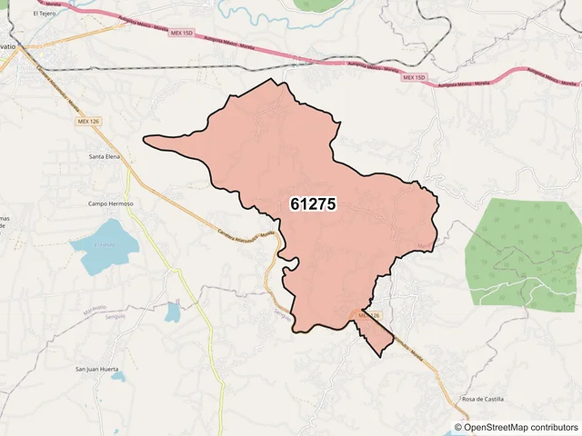 Mapa del código postal 61275, Maravatío, Michoacán de Ocampo