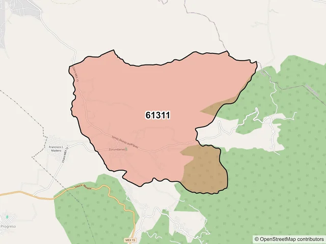 Mapa del código postal 61311, Charo, Michoacán de Ocampo