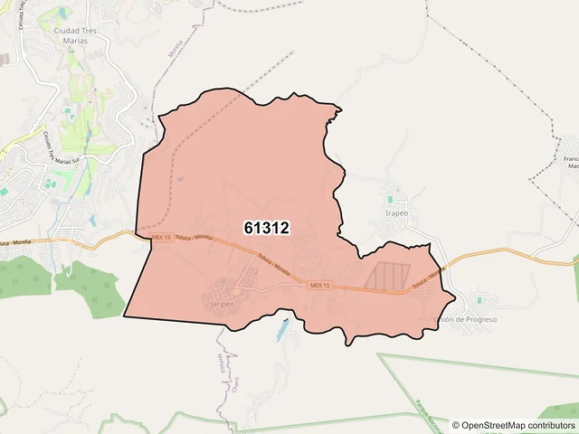 Mapa del código postal 61312, Charo, Michoacán de Ocampo