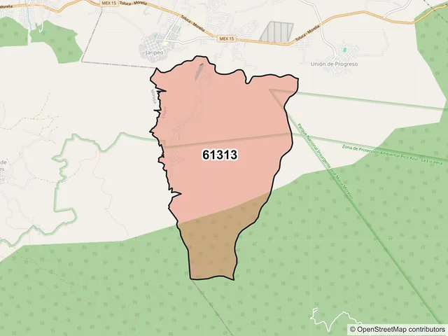 Mapa del código postal 61313, Charo, Michoacán de Ocampo