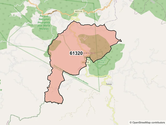 Mapa del código postal 61320, Charo, Michoacán de Ocampo