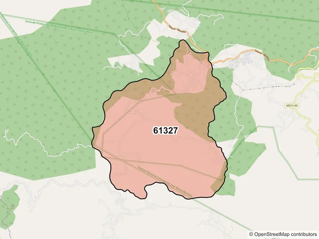 Mapa del código postal 61327, Charo, Michoacán de Ocampo