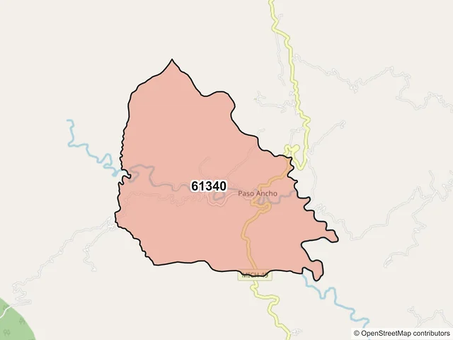 Mapa del código postal 61340, Tzitzio, Michoacán de Ocampo