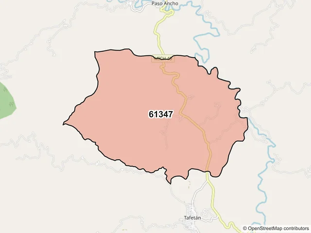 Mapa del código postal 61347, Tzitzio, Michoacán de Ocampo