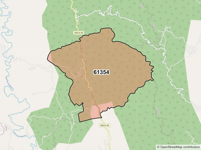 Mapa del código postal 61354, Tzitzio, Michoacán de Ocampo