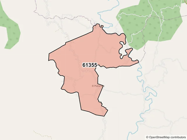 Mapa del código postal 61355, Tzitzio, Michoacán de Ocampo