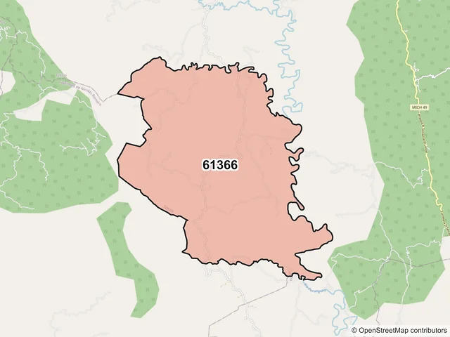 Mapa del código postal 61366, Tzitzio, Michoacán de Ocampo