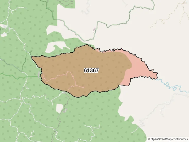 Mapa del código postal 61367, Tzitzio, Michoacán de Ocampo