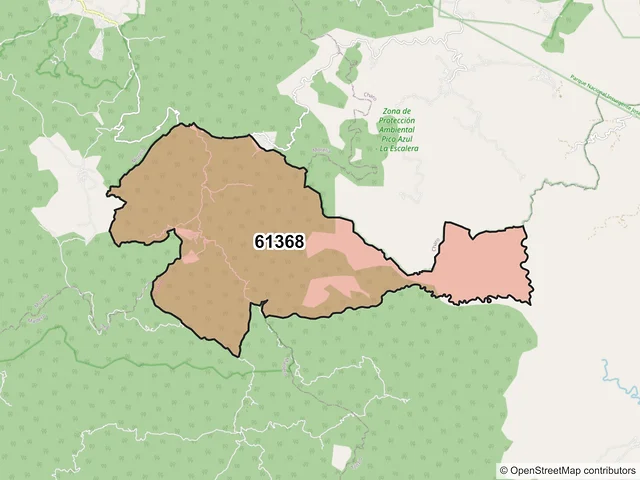 Mapa del código postal 61368, Tzitzio, Michoacán de Ocampo