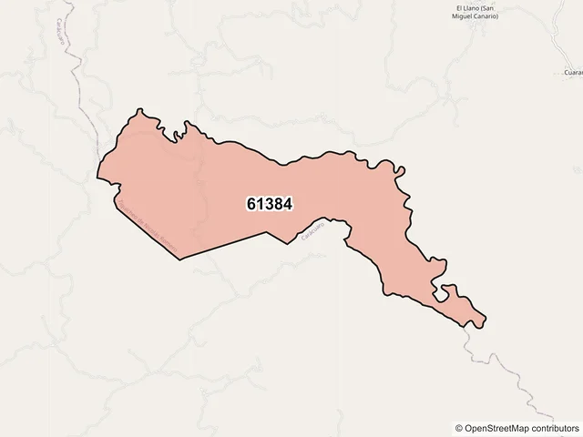 Mapa del código postal 61384, Tiquicheo de Nicolás Romero, Michoacán de Ocampo