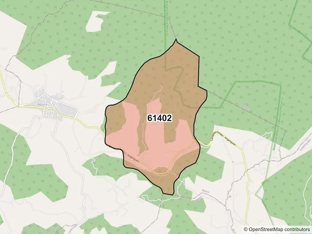 Mapa del código postal 61402, Aporo, Michoacán de Ocampo