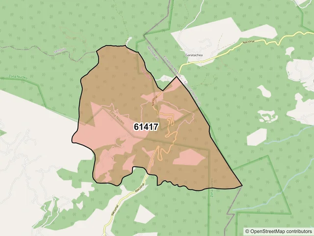 Mapa del código postal 61417, Angangueo, Michoacán de Ocampo