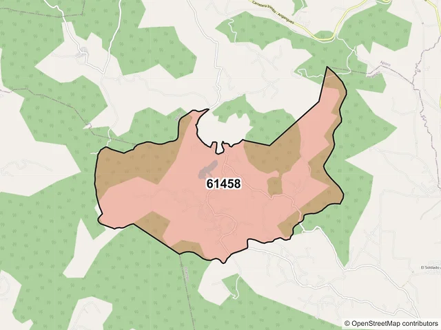Mapa del código postal 61458, Ocampo, Michoacán de Ocampo