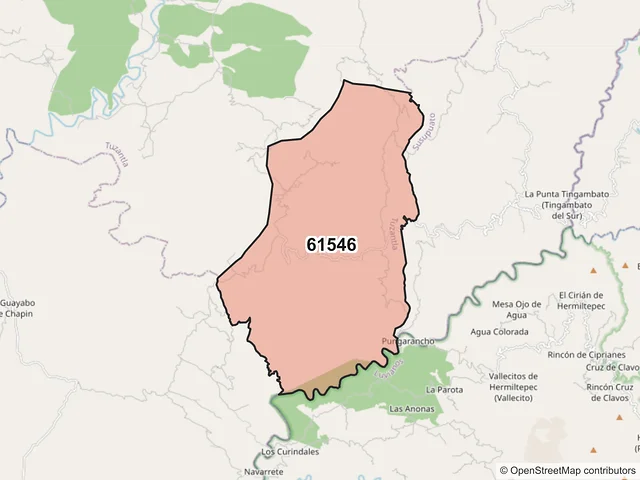 Mapa del código postal 61546, Tuzantla, Michoacán de Ocampo