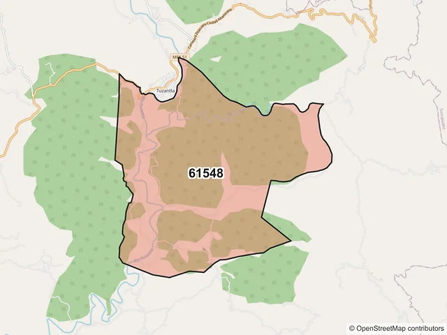 Mapa del código postal 61548, Tuzantla, Michoacán de Ocampo