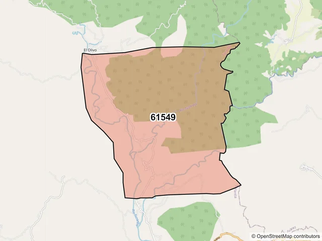 Mapa del código postal 61549, Tuzantla, Michoacán de Ocampo