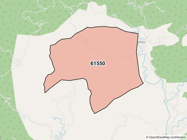 Mapa del código postal 61550, Tuzantla, Michoacán de Ocampo