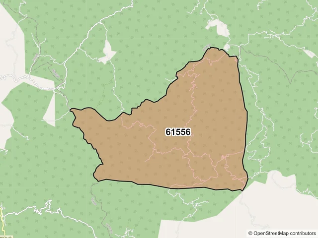 Mapa del código postal 61556, Tuzantla, Michoacán de Ocampo