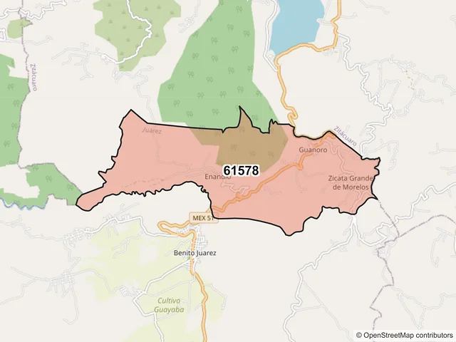 Mapa del código postal 61578, Juárez, Michoacán de Ocampo