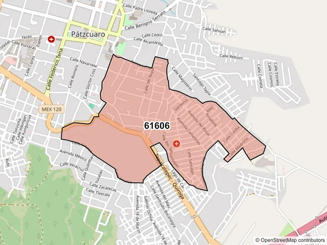 Mapa del código postal 61606, Pátzcuaro, Michoacán de Ocampo