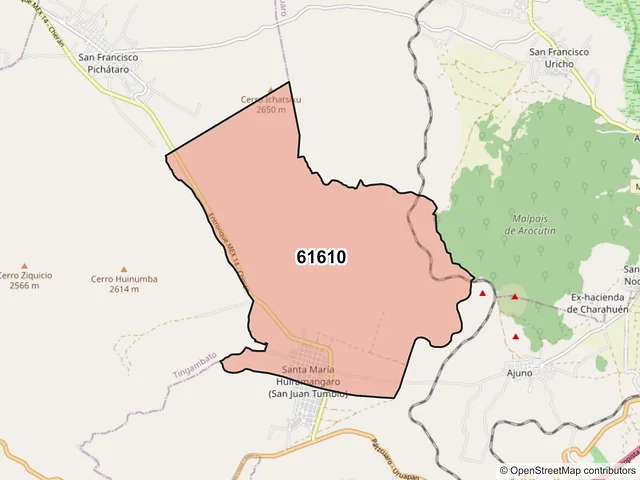 Mapa del código postal 61610, Pátzcuaro, Michoacán de Ocampo