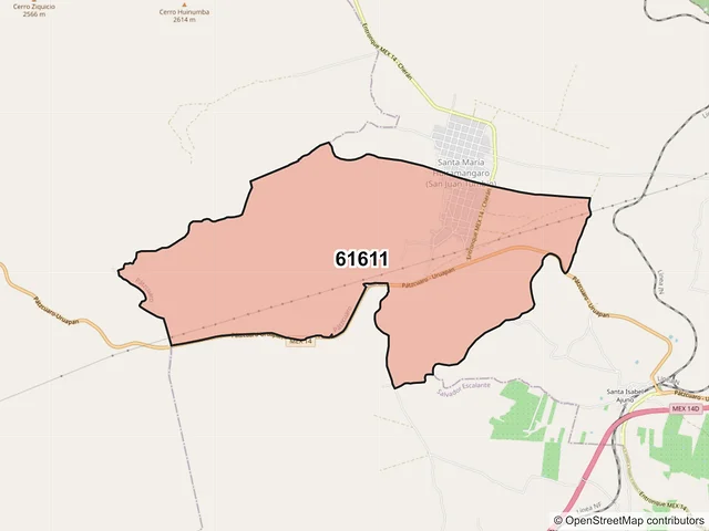 Mapa del código postal 61611, Pátzcuaro, Michoacán de Ocampo