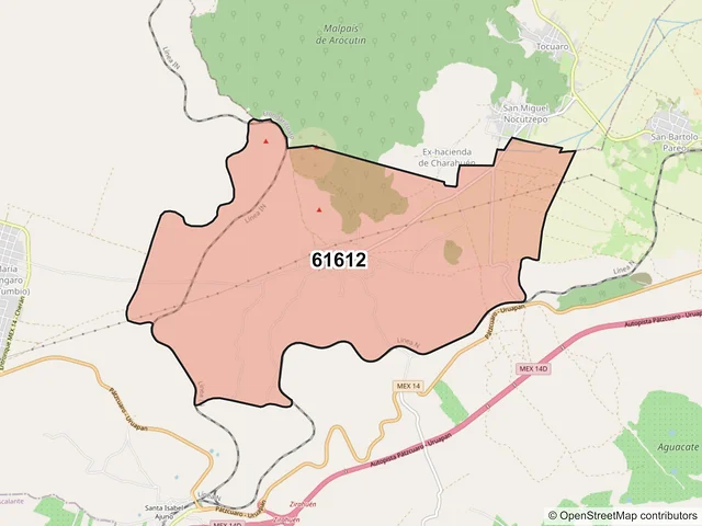 Mapa del código postal 61612, Pátzcuaro, Michoacán de Ocampo