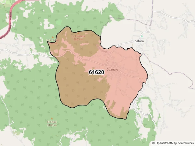 Mapa del código postal 61620, Pátzcuaro, Michoacán de Ocampo