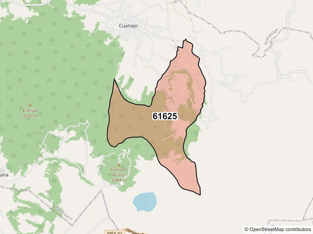 Mapa del código postal 61625, Pátzcuaro, Michoacán de Ocampo