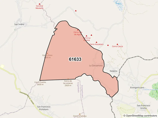 Mapa del código postal 61633, Erongarícuaro, Michoacán de Ocampo