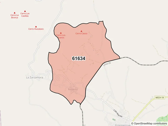 Mapa del código postal 61634, Erongarícuaro, Michoacán de Ocampo