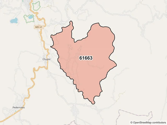 Mapa del código postal 61663, Tacámbaro, Michoacán de Ocampo