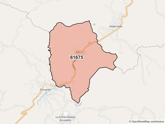 Mapa del código postal 61675, Tacámbaro, Michoacán de Ocampo