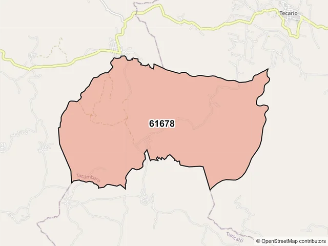 Mapa del código postal 61678, Tacámbaro, Michoacán de Ocampo