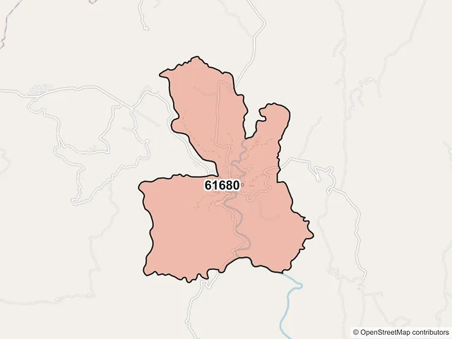 Mapa del código postal 61680, Turicato, Michoacán de Ocampo