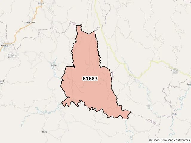 Mapa del código postal 61683, Turicato, Michoacán de Ocampo