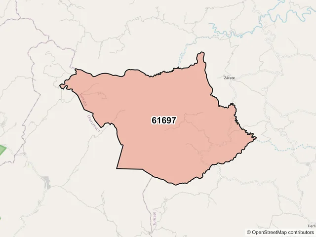 Mapa del código postal 61697, Turicato, Michoacán de Ocampo