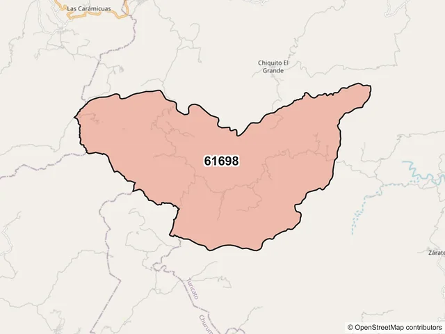 Mapa del código postal 61698, Turicato, Michoacán de Ocampo