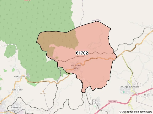 Mapa del código postal 61702, Ziracuaretiro, Michoacán de Ocampo