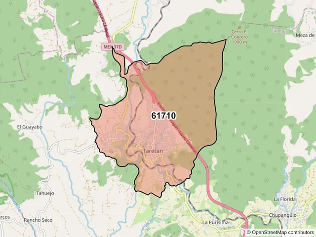 Mapa del código postal 61710, Taretan, Michoacán de Ocampo