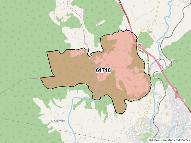 Mapa del código postal 61718, Taretan, Michoacán de Ocampo
