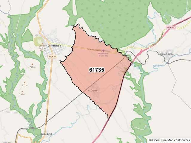 Mapa del código postal 61735, Gabriel Zamora, Michoacán de Ocampo