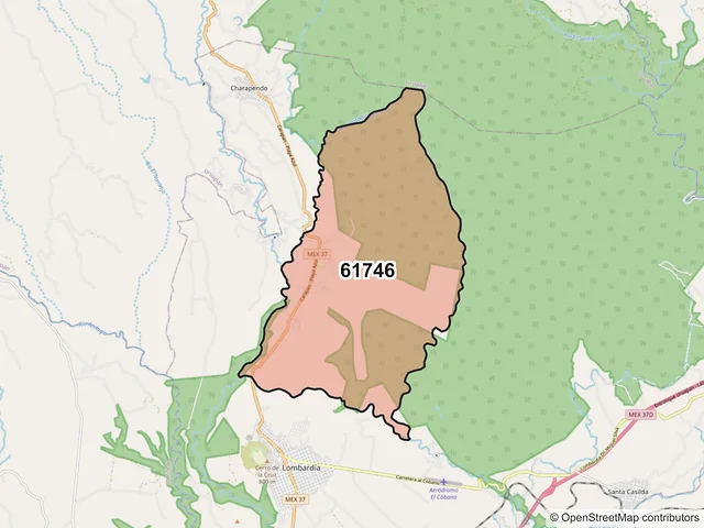 Mapa del código postal 61746, Gabriel Zamora, Michoacán de Ocampo
