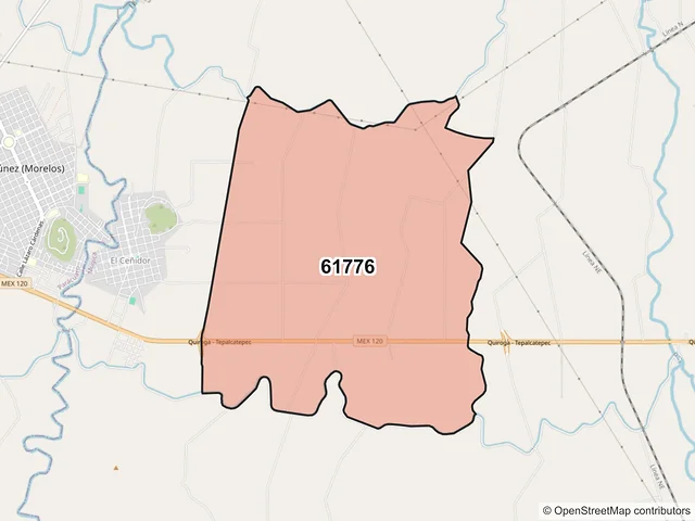 Mapa del código postal 61776, Múgica, Michoacán de Ocampo