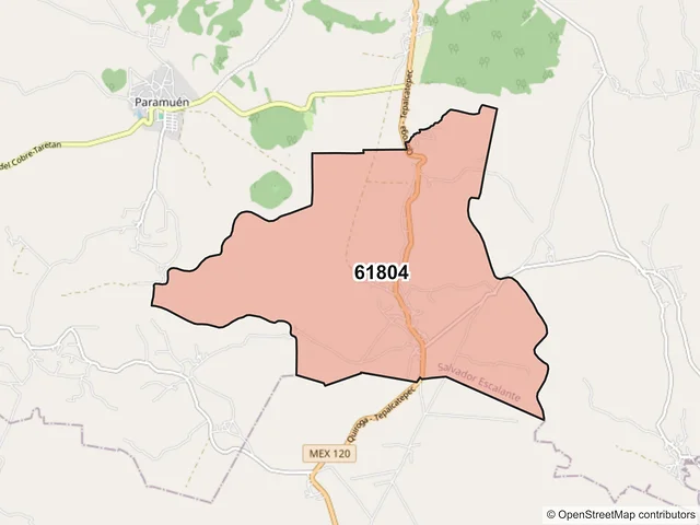 Mapa del código postal 61804, Salvador Escalante, Michoacán de Ocampo