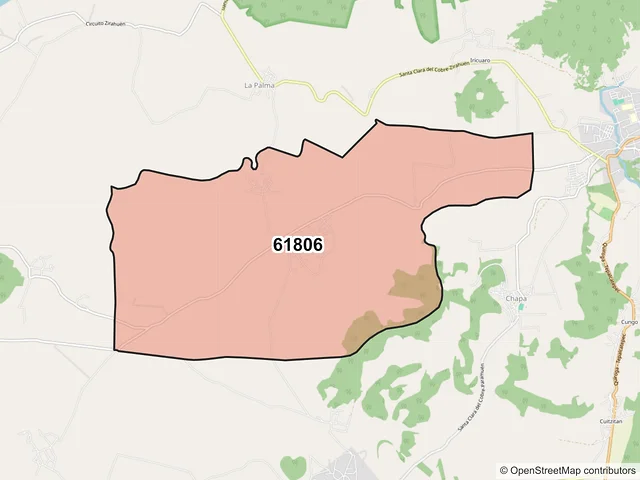 Mapa del código postal 61806, Salvador Escalante, Michoacán de Ocampo
