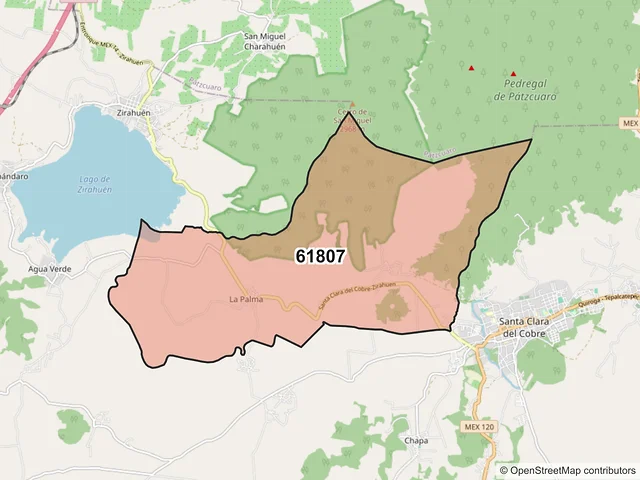Mapa del código postal 61807, Salvador Escalante, Michoacán de Ocampo