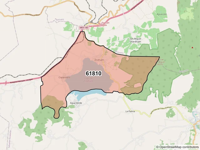 Mapa del código postal 61810, Salvador Escalante, Michoacán de Ocampo